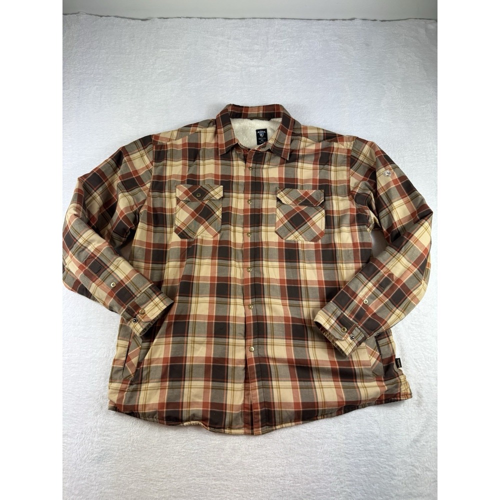 Kuhl Shirt Jacket Mens Size XXL Plaid Multicolor Flannel Sherpa Lined Shacket